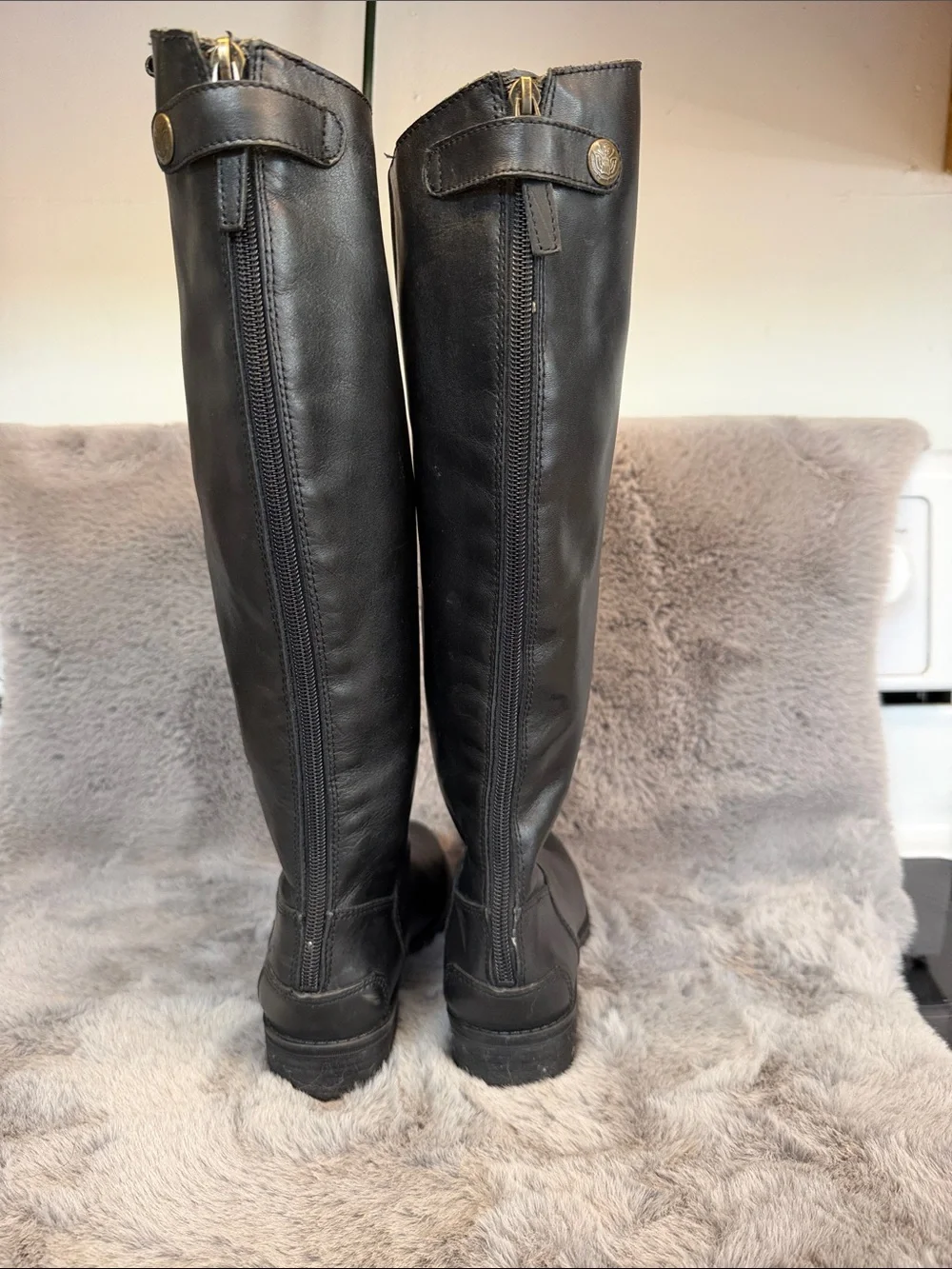Sam Edelman Black Tall Riding Boots with Side Zip